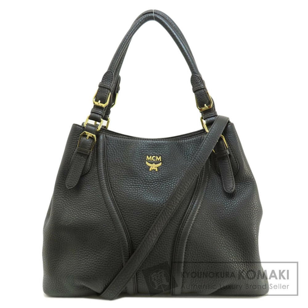MCM leather tote bag black